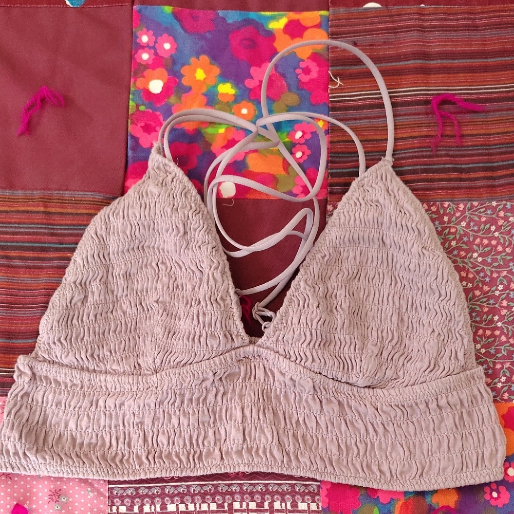 PINK Victoria's Secret Mauve Smocked Halter Bralette